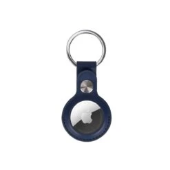 For Airtag PU Leather Key Ring Saddle - Navy