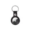 For Airtag PU Leather Key Ring Saddle - Black