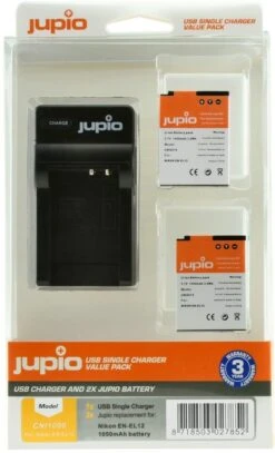 Jupio Nikon EN-EL12 Twin Battery + Charger Kit