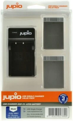 Jupio Olympus PS-BLS5 Twin Battery + Charger Kit