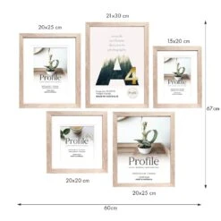 Profile Deluxe Gallery Photo Wall Frame Set H - 5 Frames - Polar Birch