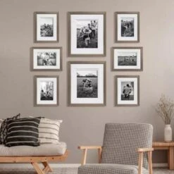 Profile Deluxe Gallery Photo Wall Frame Set D - 8 Frames - Stone Ash